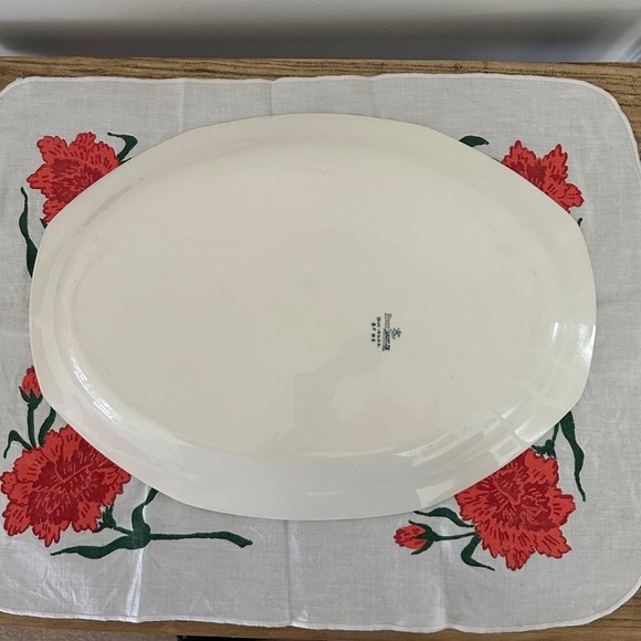 Vtg Homer Laughlin Republic Rose Oval platter Gold gilded 1926 Grandmillennial - Picture 5 of 7